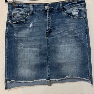 Judy Blue Women’s Blue Denim Distressed Skirt Size Large